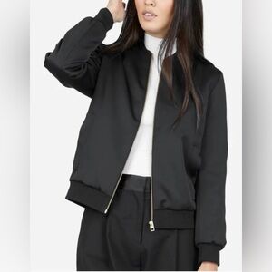 Everlane Classic Black Silk Bomber Jacket